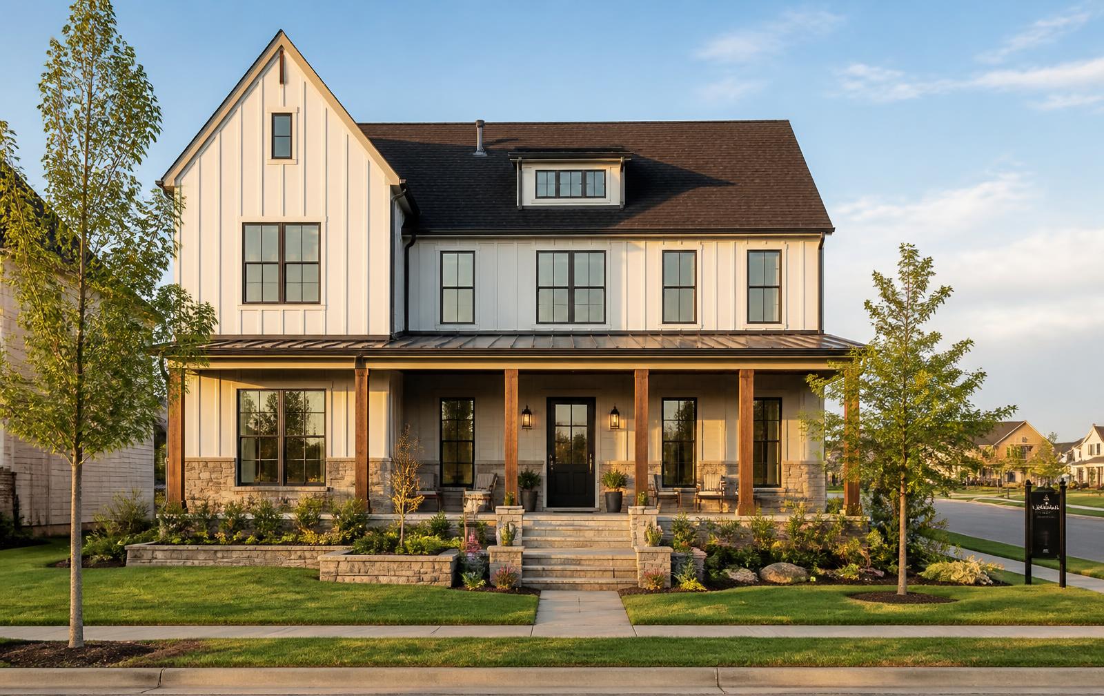 Texas Vernacular style home rendering at Rivulet